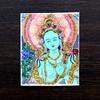 Thangka Hecho a Mano Color Dorado Núcleo Verde Maestro de la Medicina Madre Fo Zakilam Pintura de Color Lienzo Pasado y Presente Se Puede Cambiar