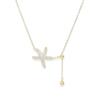 Corrente para Clavícula Elegante com Zircônia Banhada a Ouro Real Design de Nicho Feminino Colar com Pingente de Estrela do Mar e Franja Colar Personalizado Versátil