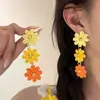 [Té de Durazno] Isla Vacacional Pendientes Hechos a Mano de Girasol Pendientes de Flor Grande Exagerados Personalizados de la Costa