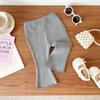 Ins Nuevos Pantalones Acampanados para Niñas y Bebés Color Puro Elásticos Leggings de Foso Estilo Coreano Pantalones Casuales Hongo