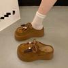 Zapatos Birkenstock Canguro de Suela Gruesa para Aumentar la Altura 2025 para Ropa de Exterior de Otoño Zapatillas de Media Caña Baotou para Mujer Zapatos Birkenstock de Una Pierna