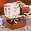 Bolsa de Maquillaje Multifuncional de Gran Capacidad con Compartimentos, Bolsa de Almacenamiento Categorizada para Cosméticos y Brochas de Maquillaje, Neceser de PU, Impermeable