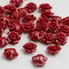 Laca Color Coral Polvo para Tallado Compactado Polvo de Concha Estéreo Flor Prensada Agujero Recto Flor de Rosa con Perlas Accesorios para Joyería DIY