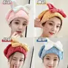 Toalla de Secado Rápido para el Cabello para Mujer, Gorro de Ducha Súper Absorbente, Toalla de Cabello que No Suelta Pelusa, Gorro de Ducha Estilo Estudiante con Lazo