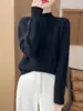 Suéter de Lana Gruesa con Trenzas de Cuello Alto para Otoño e Invierno, Jersey de Punto Grueso de Color Sólido Holgado de Manga Larga, Nuevo Estilo