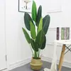 Maceta de planta verde artificial Decoración de plátano de planta artificial nórdica hoja de tortuga estilo ins sala de estar decoración interior grande