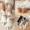 Calcetines de Peluche para Mujer, Felpa de Coral, Calcetines Gruesos Cálidos de Invierno y Otoño Hasta la Rodilla, Calcetines para el Hogar, Diseño Lindo de Pata de Gato, Calcetines Versátiles para el Hogar para Mujer