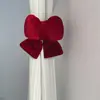 Correas de Cortina de Terciopelo Rosa con Lazo Cinturón Fijo Hebilla de Cortina para Dormitorio Decoración de Boda Habitación de Princesa Decoración de Inauguración de Casa