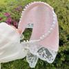 Pañuelo Triangular de Encaje para la Cabeza para Mujeres Seleccionado por Influencers Estilo Pastoral Tocado de Encaje Blanco Pañuelo Cuadrado Francés Diadema para Cubrir la Cabeza Diadema
