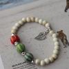 Nuevo Pulsera de Piedra Rosa para Mujer, Hebilla de Seguridad Retro Simple Colgante de Moneda, Pulsera con Cuentas de Perlas, Regalo para Estudiante