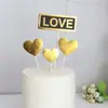 Aniversário Dourado Nova Estrela de Cinco Pontas Cartão Feliz Estrela Amor Mesa de Sobremesas Vestir Bolo Bandeira Plug-in