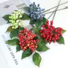 Hoja Artificial de Otoño Espuma de Bayas de Arándano Flor Artificial Decoración para el Hogar y Festividades Arreglos Florales Adornos Fruta Roja de Navidad