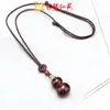 Collar de Calabaza Hueca de Palo de Rosa para Hombres y Mujeres Versátil Colgante de Sándalo Negro Cadena de Suéter Colgante Largo