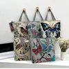 Bolsa Feminina Novo Estilo, Bolsa de Lona Bordada Estilo Étnico da Moda, Bolsa de Ombro de Grande Capacidade, Bolsa Estudantil Portátil com Estampa para Aulas Particulares