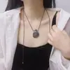 Nuevo Colgante de Concha Resistente Diseño Sencillo de Nicho Textura de Alta Gama Collar de Concha Cordón de Cuero Marrón a Juego