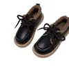 Mocasines de Estilo Británico con Suela Blanda y Forro de Lana para Mujer 2025 Nuevos Zapatos Pequeños de Cuero Otoño e Invierno Zapatos Peludos Zapatos de Algodón Cálidos con Cordones