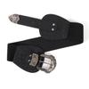 Sello de Cintura Cinturón Ancho para Mujer Decorativo Vestido Traje Suéter Abrigo Vintage Elastor Dorado Tallado Botón Grande Negro