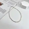 Colar de pérolas naturais de semente de água doce sem caroço em formato de pétala com alto brilho, pérolas bebê, design simples, estilo francês vintage