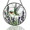 Colibrí Lavanda Vitral Atrapasoles Redondo Colgante para Ventana Decoración Exclusiva Transfronteriza Decoración del Hogar
