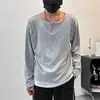 Sudadera casual de ajuste regular, moderna para primavera y otoño, holgada, de dos piezas falsas, con cuello Henry, manga larga, camiseta para hombre para otoño e invierno