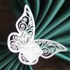 Anillo de servilleta de papel decorativo con forma de mariposa hueca y láser para exportación transfronteriza, con hebilla de toalla de boda de papel rosa perlado, disponible en stock