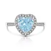 Anillo de Amor Corazón a Corazón con Flor de Hielo Cortada de Piedra Preciosa de Colores de Venta Caliente en Tiktok con Anillo de Diamante de Alto Carbono Paraiba
