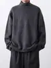 Suéter liso de gola alta para homens, tricô novo de outono com mangas compridas, suéter casual para usar por baixo para homens, roupas masculinas