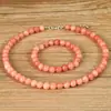 Elegante Retro Pulsera Collar de Piedra del Sol Rosa de 8 mm para Dama Joyería de Piedra Natural Regalo Joyería Transfronteriza