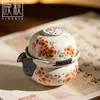 Azul y Blanco Firestone Rojo Glaseado de Caramelo Sabor a Nieve Ciruela Dorada Juego de Té Portátil para Viaje Taza de Preparación Rápida Una Olla Tres Tazas Cerámica