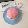 Nuevo Sombrero de Pescador Retro de Trabajo con Bloques de Color y Letras para Mujer, Sombrero de Sol para Senderismo al Aire Libre en Verano, Sombrero de Montañismo con Protección Solar