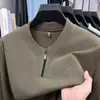 Moletom novo de meia-ziper com estampa de letras para primavera e outono transfronteiriço, blusa de base masculina com gola alta, camiseta confortável e solta de manga comprida