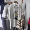 Camiseta Simples com Estampa Floral Estilo Coreano de Manga Curta para Mulheres, Novo Estilo de Verão, Solta, Emagrecedora, Versátil, Casual, Top com Gola Redonda