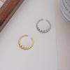 Anillo abierto personalizado con cuentas redondas asimétricas geométricas, plata de ley S925, con cuentas brillantes, combina con todo, joyería al por mayor