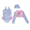 Trajes de Baño para Niñas 2026, de una Pieza con Mangas Largas, Lindos de Dos Piezas con Mangas Largas para Bebés Niñas
