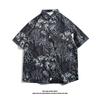 Camisa Hawaiana de Seda de Hielo para Hombre Camisa de Manga Corta de Moda para Hombre Camisa Floral de Playa de Verano para Hombre Ropa de Pareja Chaqueta Holgada