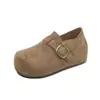 Nueva Hebilla Cinturón de Cuero Retro Suela Gruesa Zapatos sin Cordones Zapatos Individuales Mocasines de Mujer 2026 Altura Oculta Versátil Otoño