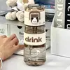 Taza de Plástico con Dos Popotes para Beber, Estilo Ins, Nueva para 2026, para Hombres y Mujeres, Alto Valor Estético, Gran Capacidad, Taza de Agua Portátil Antiescaldante