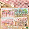 Pegatina Zabc Sendero de Flores Serie Viaje Fantástico Decoración de Escena Material DIY para Diario, 3 Hojas con 4 Diseños a Elegir