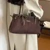 Bolsa de terciopelo simple de gran capacidad 2026 moda diaria para ir al trabajo estilo coreano nuevo bolso de mano tipo tote otoño gamuza elegante bolso de hombro para mujer