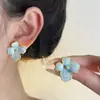 Aretes de Flor de Gota de Aceite Flor de Ciruelo Esmalte Estilo Nacional Lujo Ligero Nuevos Chapados en Oro Electrochapado Elegantes de Alta Gama para Mujer