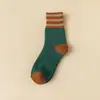 Calcetines Gruesos de Rizo para Hombres y Mujeres, Calcetines Gruesos de Felpa con Forro Polar hasta la Mitad de la Pantorrilla, Calcetines Rayados Cálidos de Invierno y a Prueba de Frío hasta la Mitad de la Pantorrilla