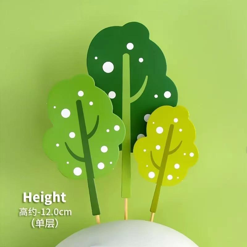 森林蛋糕装饰插件 椰子树小树插牌 苹果树圣诞树生日甜品台装扮