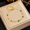 Pulsera sencilla de circonita cuadrada corte esmeralda de lujo ligero de moda nicho