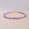Pulsera de amatista natural de 2 mm extremadamente fina para mujer, oro de 14 quilates, diseño de nicho ins de bolso, lujo ligero, pulsera de estilo retro veraniego