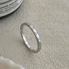 Anillo Delgado de Banda Cuadrada Texturizada de Nicho en Plata S925 para Mujer, Anillo Abierto Apilable Retro Simple al por Mayor
