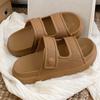 Sandalias de Playa Estilo Ins para Mujer, Vacaciones de Verano en la Costa, Chanclas Planas Casuales de Doble Tira para Exteriores con Suela Gruesa que Aumenta la Altura