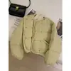 Jaqueta de Algodão Espessa Feminina Inverno Curta Estilo Coreano Gola Redonda Quente Pequena Jaqueta Pão Moda e Versátil Estilo Coreano