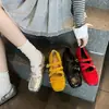 Zapatos Mary Jane Cuadrados de Suela Gruesa con Tacón Oculto Estilo Callejero Nicho para Mujer Estilo Ballet Retro Francés Zapatos Planos con Lazo