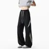 Pantalones Rectos de Retazos Elásticos de Secado Rápido Base Blanca Transición Verano Otoño M-5XL HK26901-P29