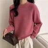 Suéter de Punto de Color Caramelo con Cuello Redondo y Etiqueta de Cuero para Otoño e Invierno para Mujer Estilo Coreano Chic Interior Holgado con Efecto Adelgazante Suéter Superior